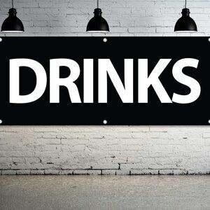 DRINKS Generic Vinyl Banner 5ft. Sign Beverage Vendor Canopy Concession Festival